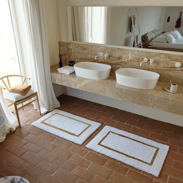 Abyss & Habidecor Luxusní koupelnová předložka | Karat , Rozměr 60x100cm, Barva 900 - Bílá/stříbrná