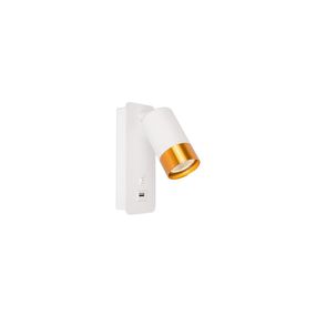 Nástenné bodové svietidlo s USB nabíjačkou 1xGU10/35W/230V biela/zlatá