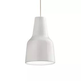 Modo Luce Eva závesná lampa Ø 27 cm biela, Obývacia izba / jedáleň, keramika, textil, E27, 70W, K: 40cm