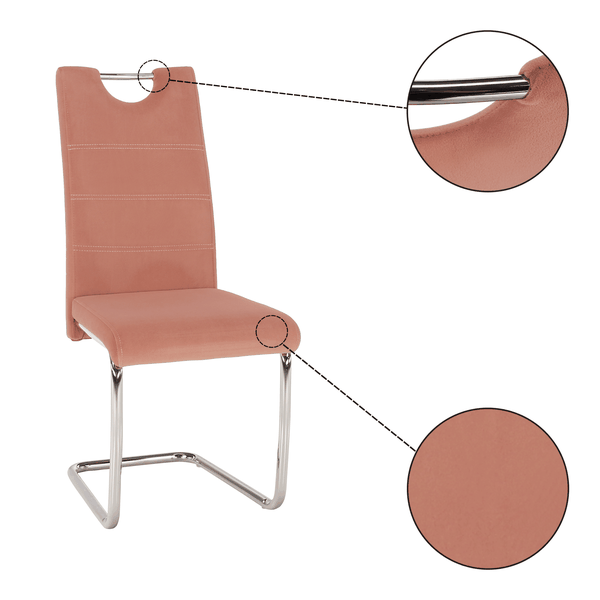Jedálenská stolička, ružová Velvet látka/svetlé šitie, ABIRA NEW