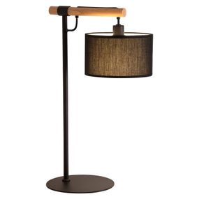 Viokef Stolná lampa Romeo textilné tienidlo, čierna, Obývacia izba / jedáleň, látka, plast, drevo, oceľ, E14, 40W, K: 55cm