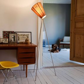 Northern Oslo Wood stojaca lampa oceľ/béžová, Obývacia izba / jedáleň, oceľ, textil, E27, 100W, K: 165cm