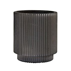 Obal na kvetináč Cylinder Groove, Black, 16 cm (L)