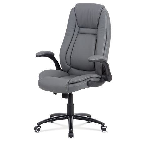 Autronic kancelárska stoličky šedá koženka, čierny kovový kríž, hojdací mechanizmus KA-G301 GREY