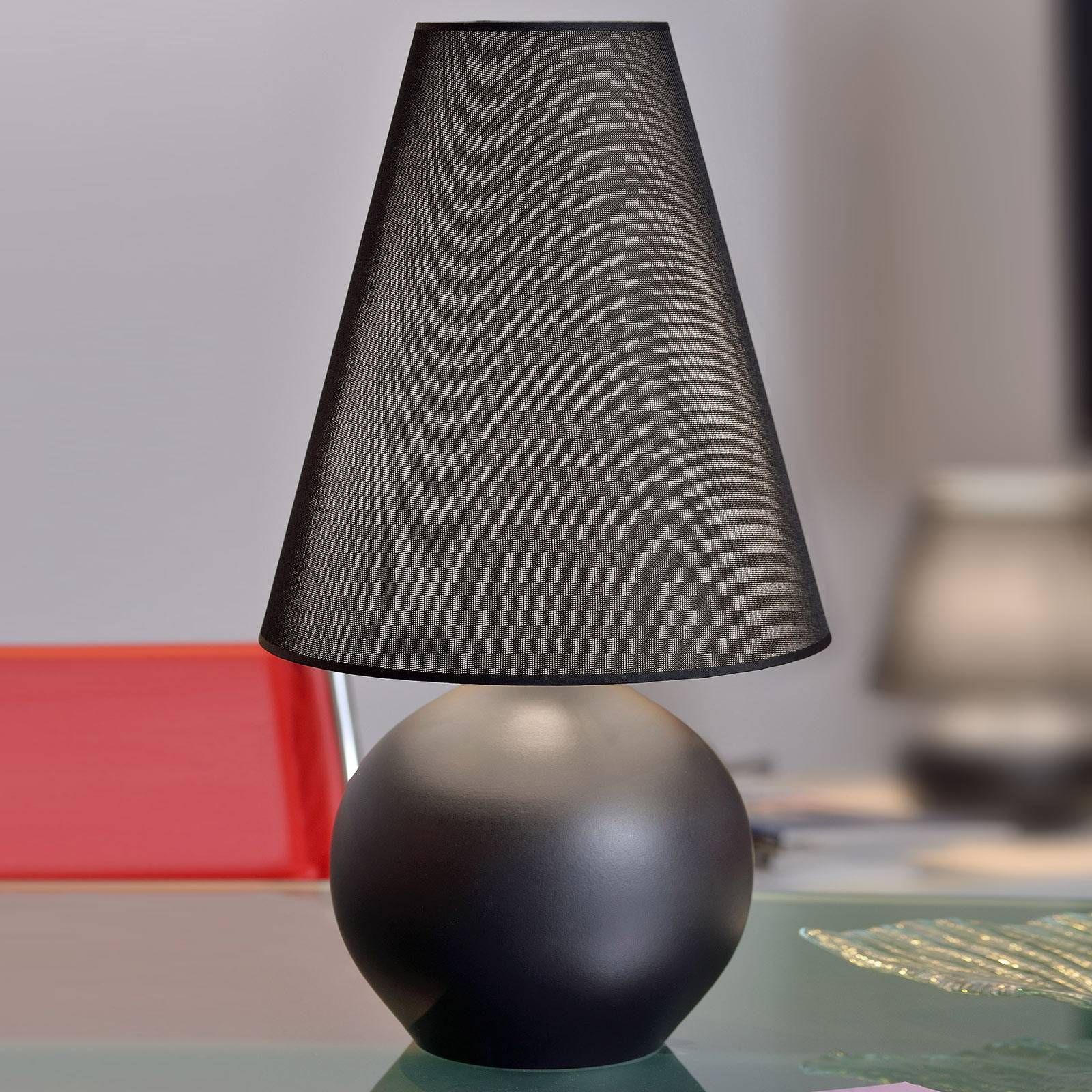 Euluna Stolná lampa Sfera, výška 44 cm, čierna, Obývacia izba / jedáleň, textil, keramika, E27, 22W, K: 44cm