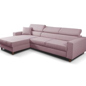 Furniture Sobczak Rohová rozkladacia sedacia súprava Nici - Růžová - Levá