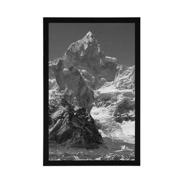 Plagát nádherný vrchol hory v čiernobielom prevedení - 60x90 black