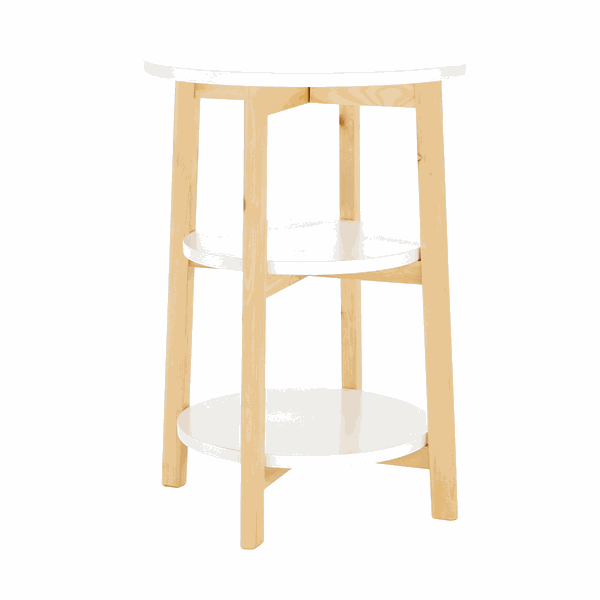 Príručný stolík, biela/prírodná, KASE