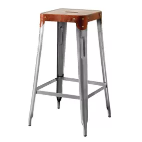 Sconto Barová stolička IRON železo almond/hnedý kožený poťah