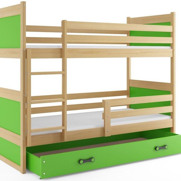 Poschodová posteľ RICO 2 - 200x90cm - Borovica - Zelený