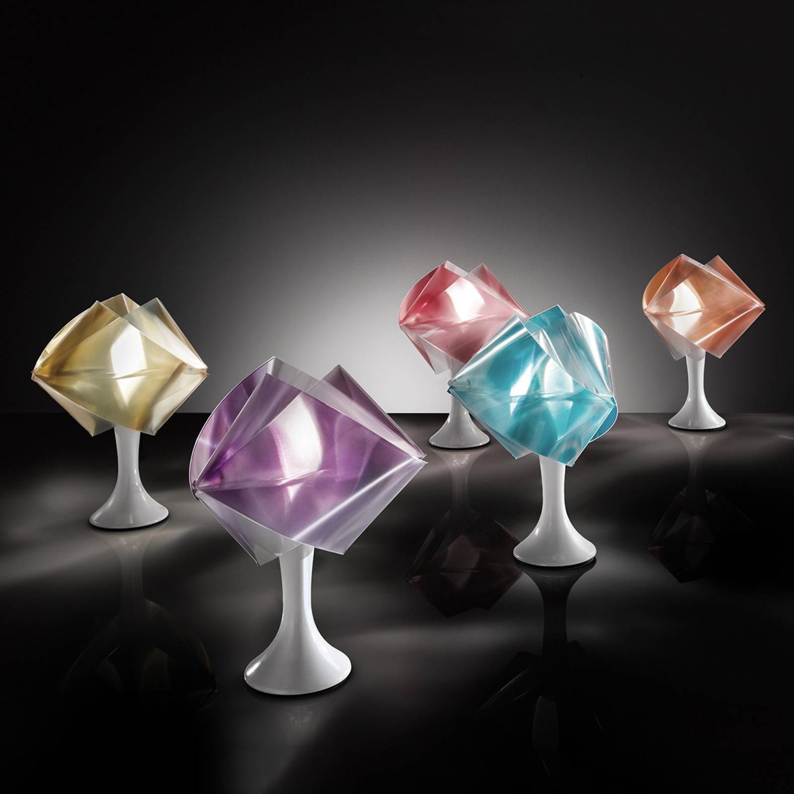 Slamp Gemmy Prisma – stolová lampa fialová, Obývacia izba / jedáleň, Lentiflex®, kov, E14, 6W, K: 33cm