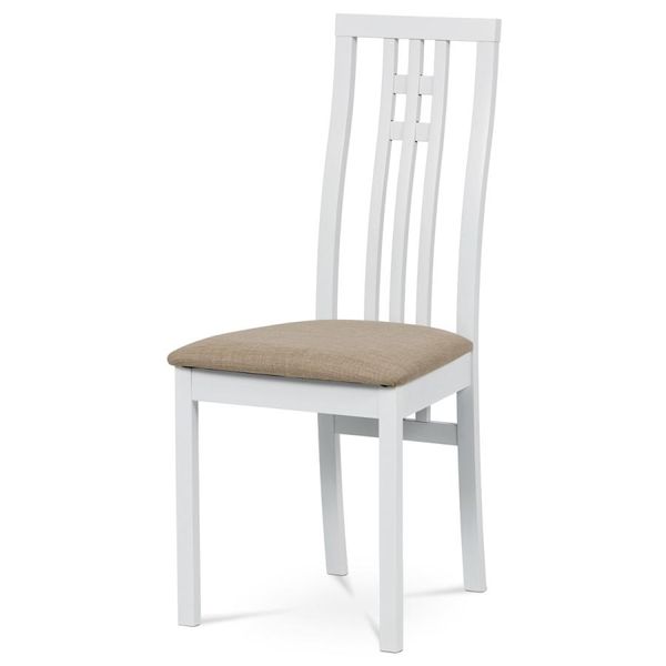 Autronic -  Jedálenská stolička BC-2482 WT, masív biely/látka béžová