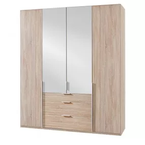 Skříň Moritz - 180x236x58 cm (dub, zrcadlo)