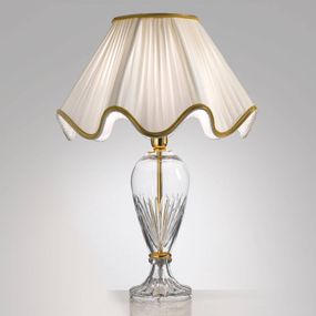 Cremasco Stolná lampa Belle Epoque, 50 cm zlatá, Obývacia izba / jedáleň, látka, kov, sklo, E27, 75W, K: 67cm