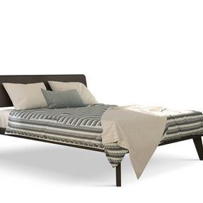 Estila Moderná masívna posteľ Beliasso v tmavosivej farbe s podlhovastým dreveným čelom s oblými hranami 160x200cm