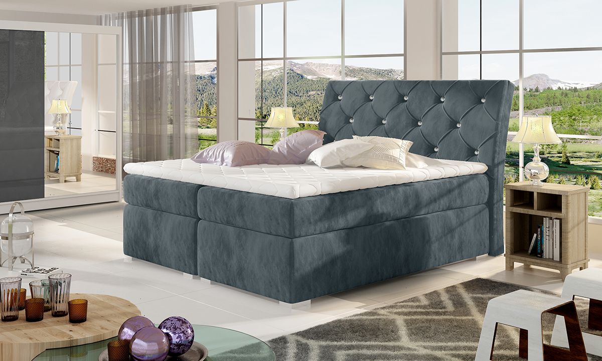 Čalúnená manželská posteľ s úložným priestorom Beneto 140 - tmavosivá (Paros 06)