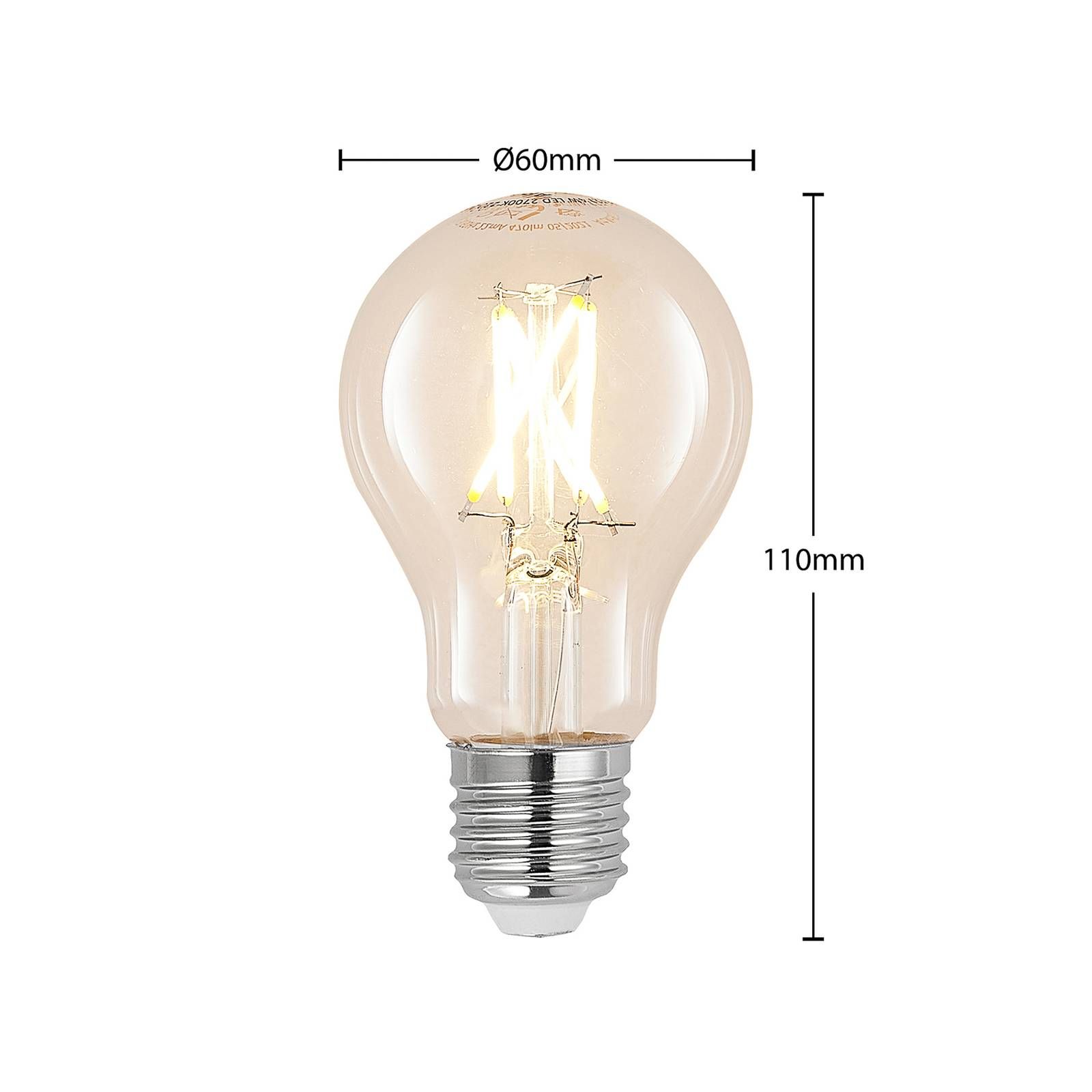 Arcchio LED E27 8W 2 700 K filament stmievateľná číra 2ks, E27, 8W, Energialuokka: E, P: 11 cm