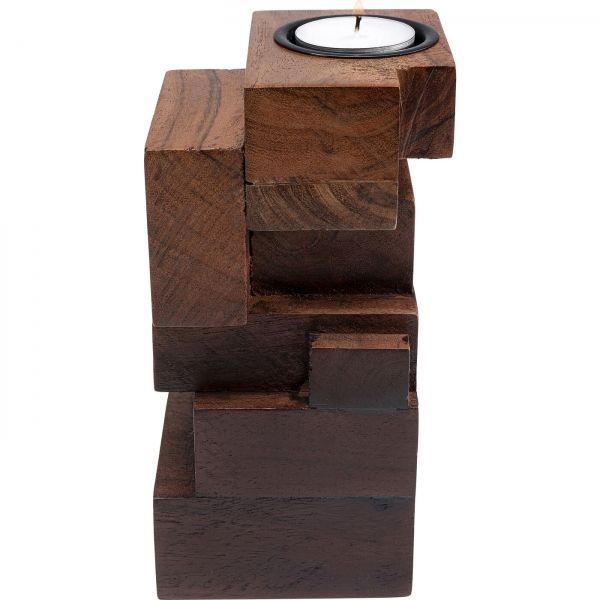 KARE Design Svícen na čajovou svíčku Wood Tetris 17cm