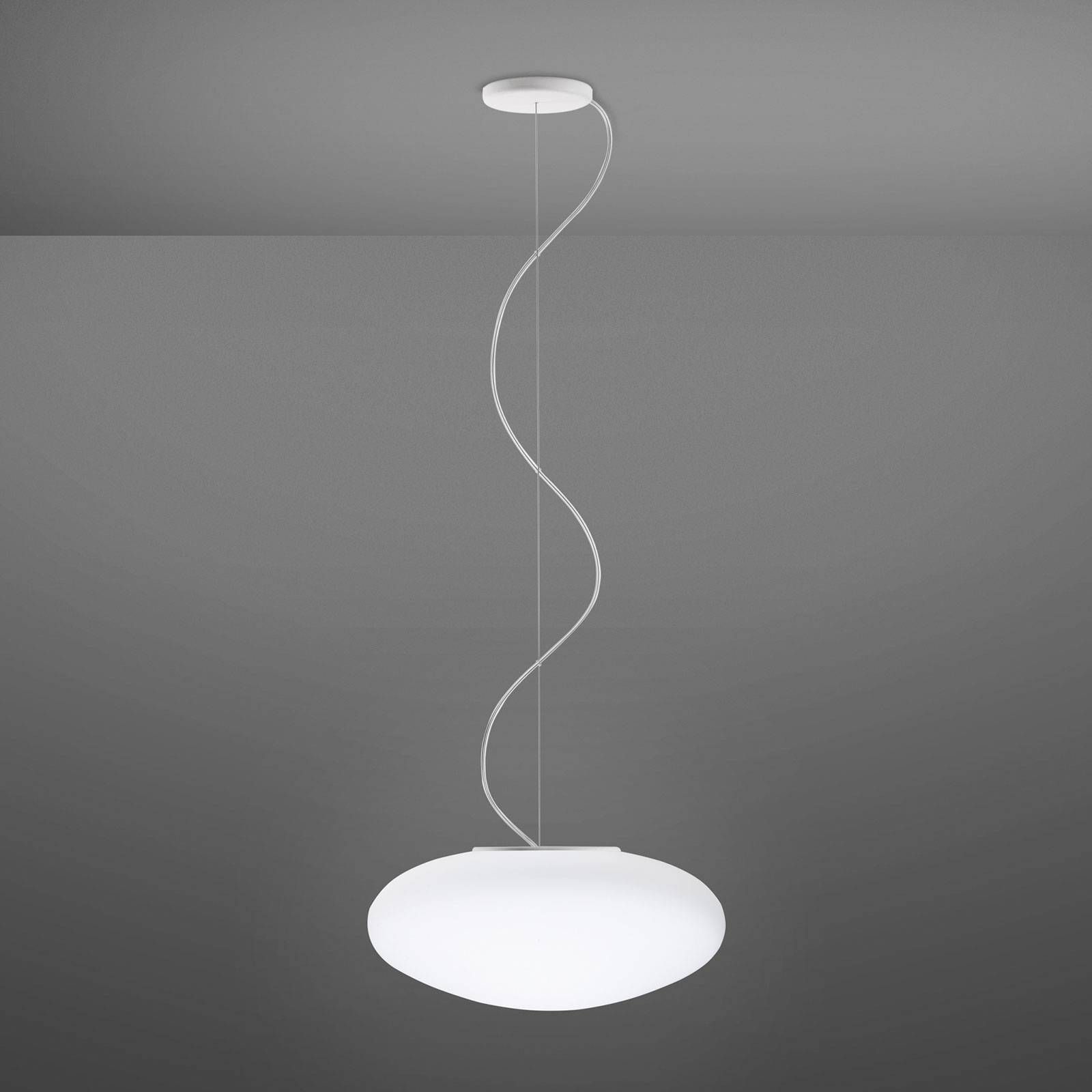 Fabbian Lumi White sklenená závesná lampa Ø 42 cm, Obývacia izba / jedáleň, sklo, kov, E27, 13W, K: 22cm