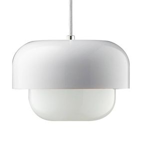Dyberg Larsen Haipot závesná lampa, biela, Obývacia izba / jedáleň, kov, sklo, E27, 60W, K: 15cm