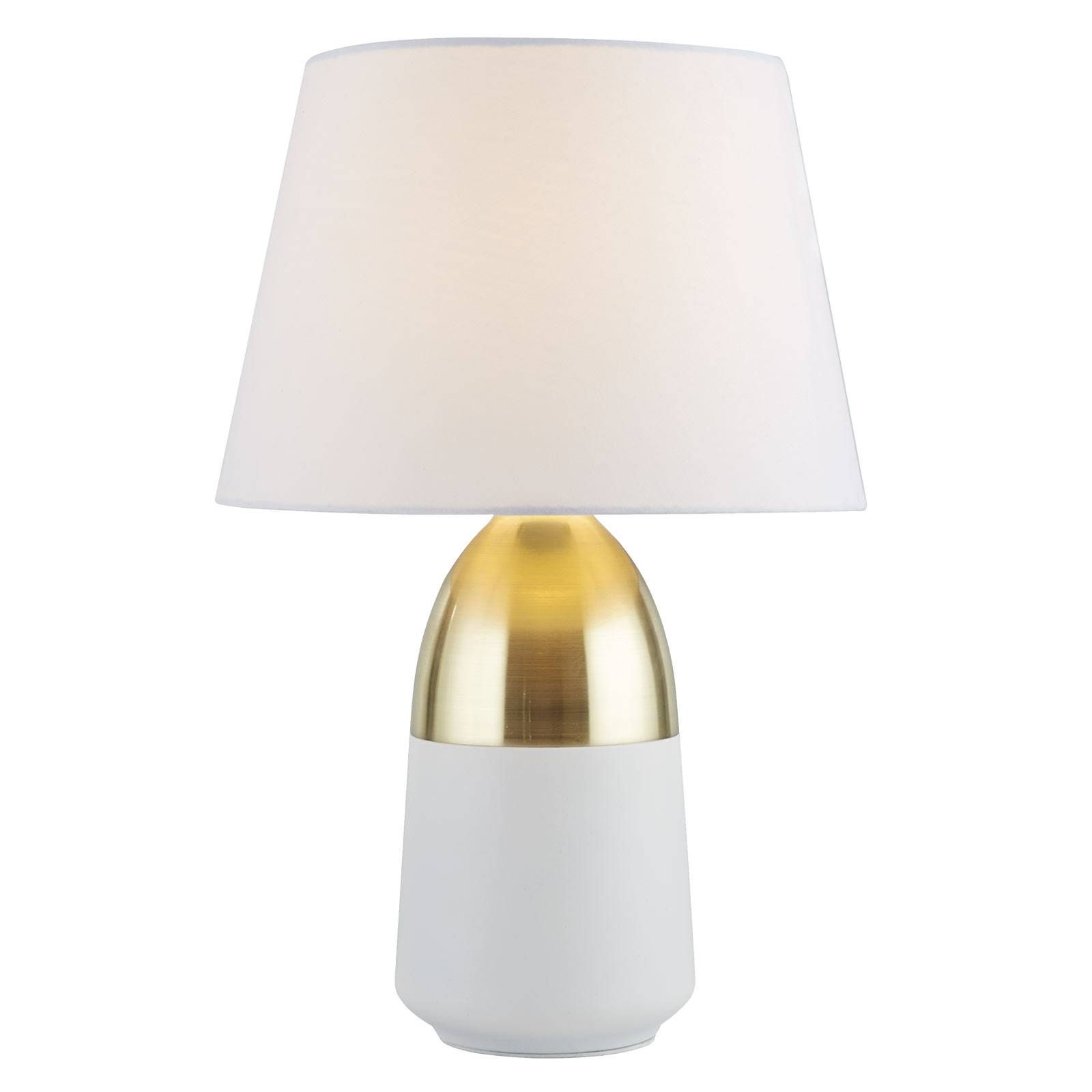 Searchlight Stolná lampa EU700340 v vznešenej bielej/mosadznej, Obývacia izba / jedáleň, kov, textil, E14, 40W, K: 39cm
