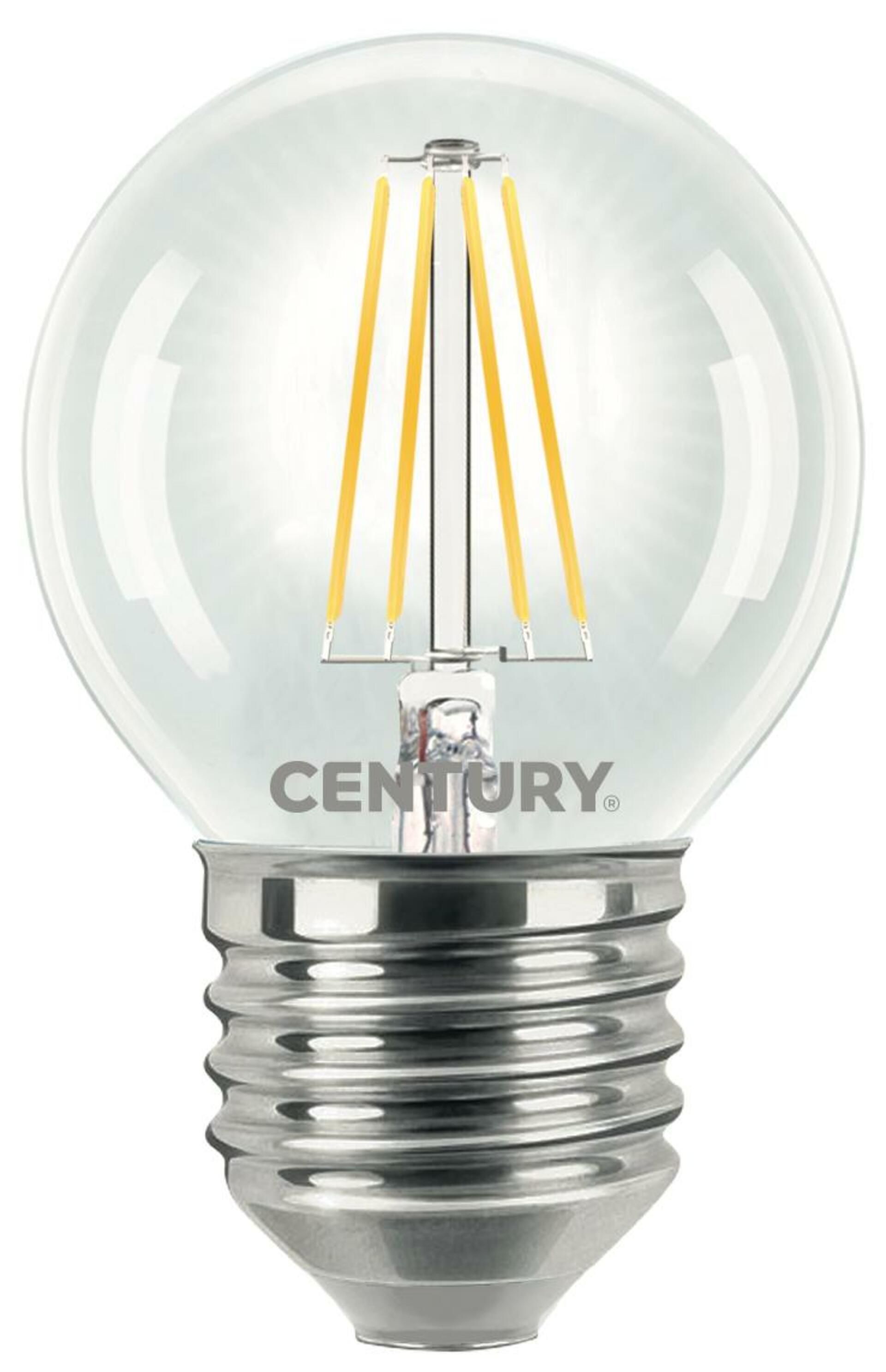 CENTURY LED FILAMENT MINI GLOBE ČIRÁ 4W E27 2700K 470Lm 360d 45x72mm IP20 CEN INH1G-042727