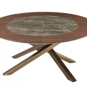 RIFLESSI - Stôl SHANGAI s kruhovou keramicko-drevenou doskou
