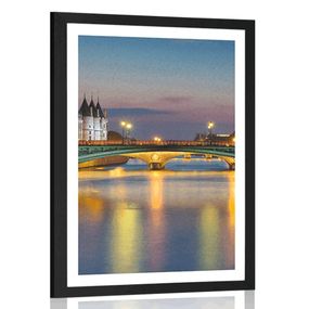 Plagát s paspartou nočný Paríž - 60x90 black