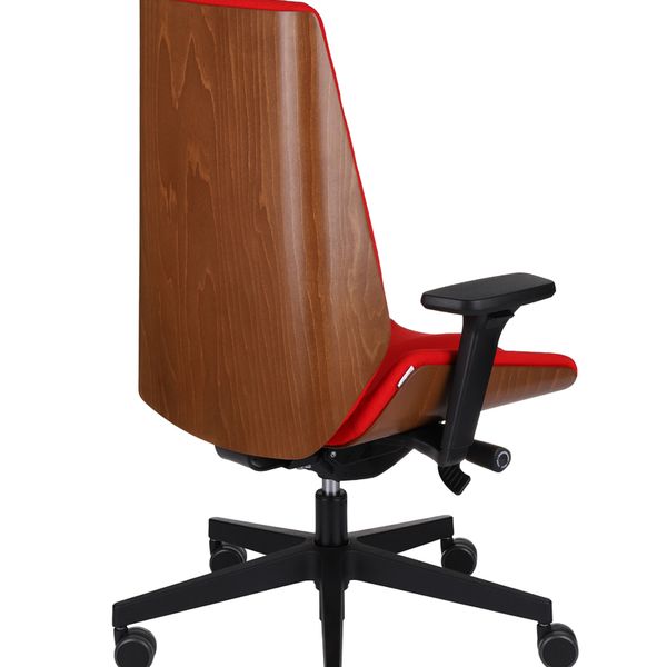Kancelárska stolička s podrúčkami Munos Wood - červená (Fame 02) / svetlý orech / čierna