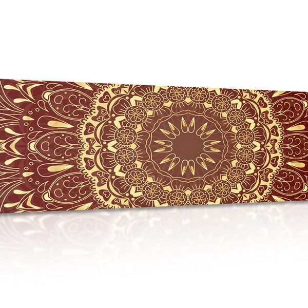 Obraz zlatá Mandala na bordovom pozadí - 150x50