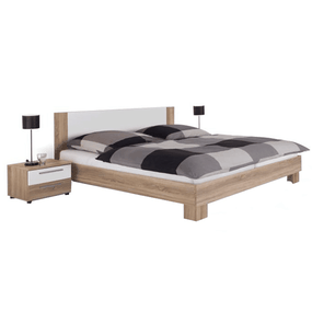 Kondela Manželská posteľ, s 2 nočnými stolíkmi, dub sonoma/biela, 180x200, MARTINA