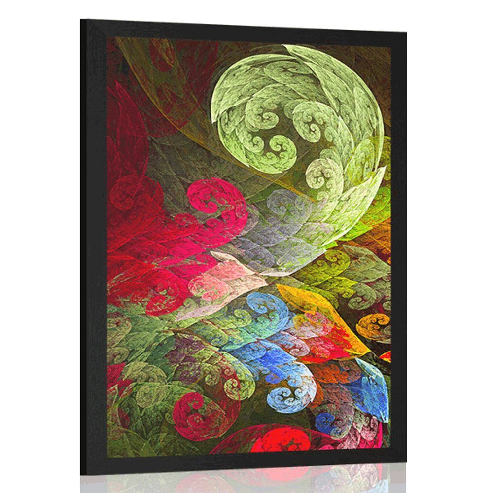 Plagát magické abstraktné pastelové listy - 30x45 black