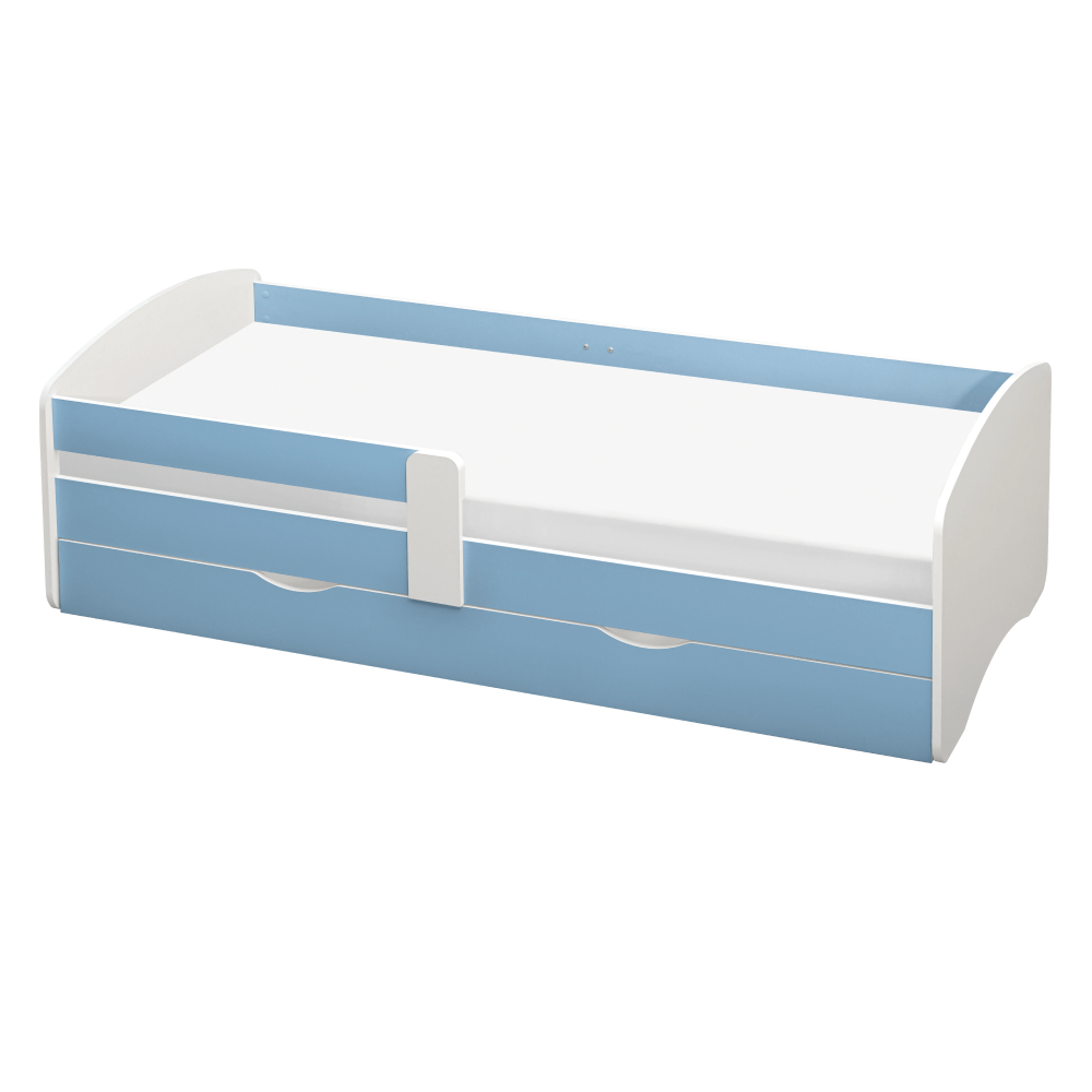 Posteľ s roštom a úložným priestorom 80x160, biela/modrá, COCOLINO