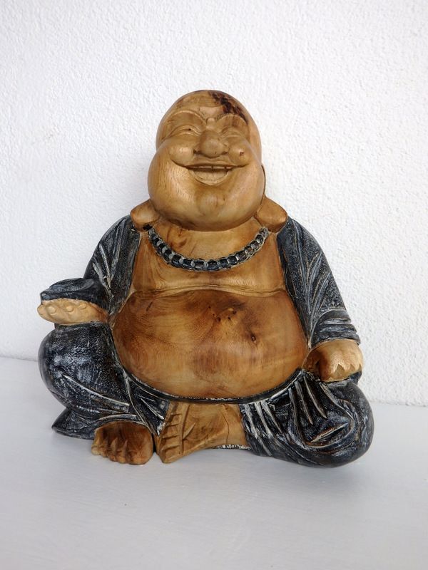 Socha Happy budha / drevo 30 cm