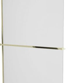 MEXEN/S - KIOTO Sprchová zástena WALK-IN s poličkou a držiakom uterákov 90 x 200 cm, matné sklo 8 mm, zlatá 800-090-121-50-30
