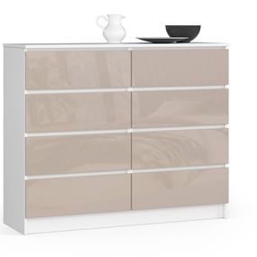 Komoda Kuba 120 cm 8 zásuviek biela/cappuccino