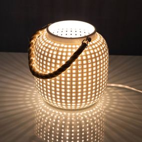 Nino Leuchten Stolná lampa Bola, biela, Obývacia izba / jedáleň, keramika, E14, 40W, K: 21cm