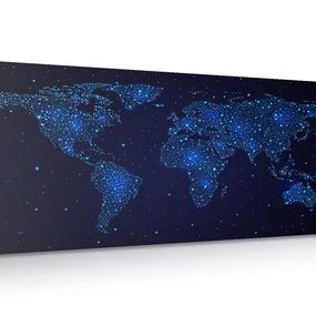 Obraz na korku mapa sveta s nočnou oblohou - 120x60