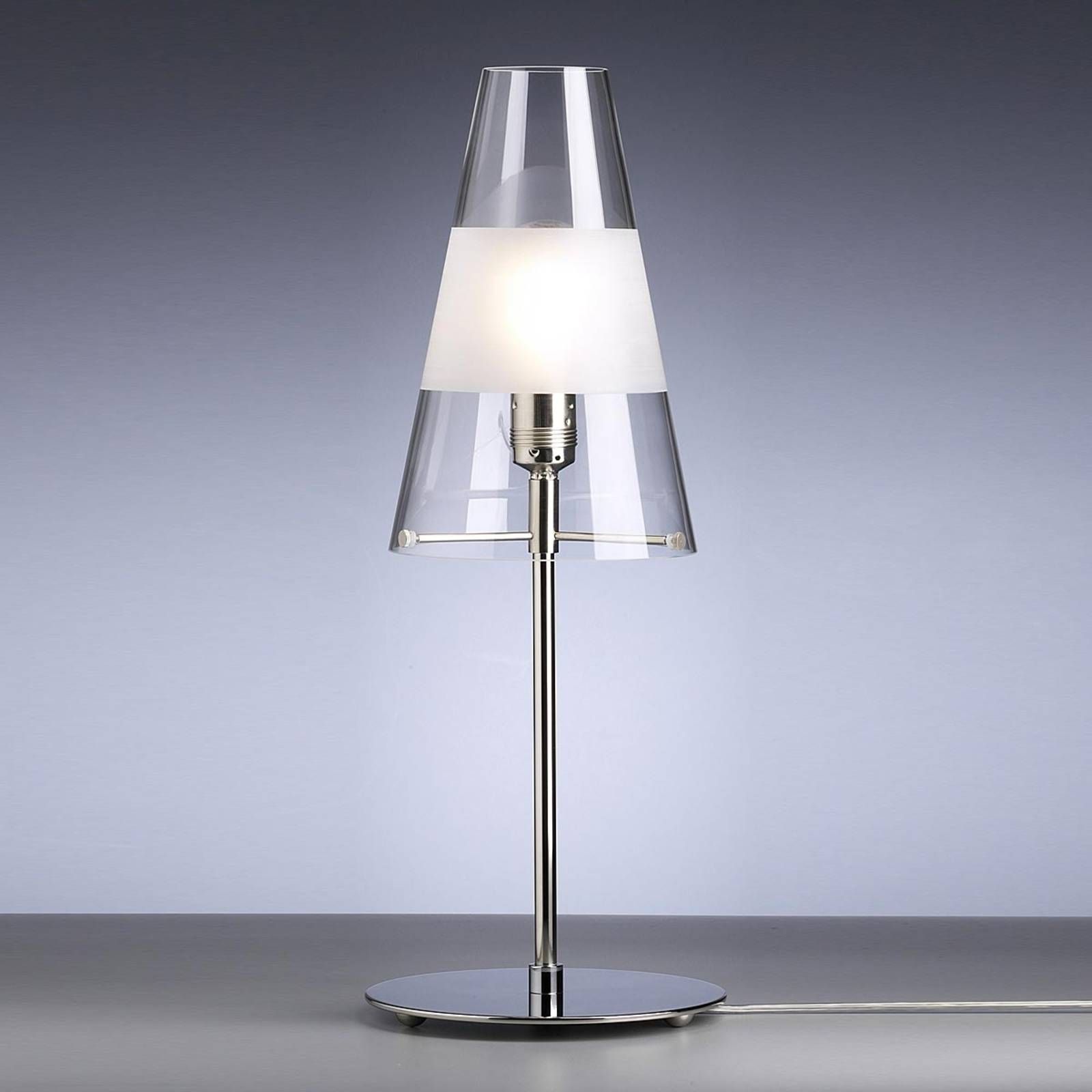 TECNOLUMEN Walter Schnepel stolná lampa číra/matná, Obývacia izba / jedáleň, poniklovaný kov, sklo, E27, 75W, K: 55cm