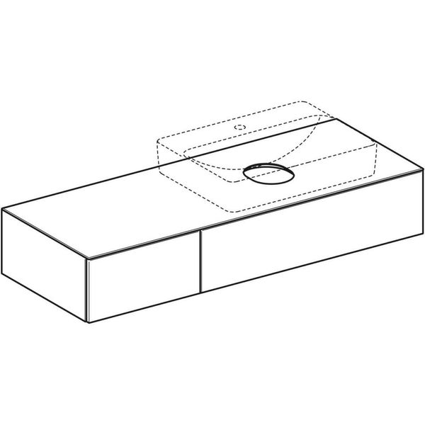 Geberit VariForm - Umývadlová skrinka, 1350x510x235 mm, 2 zásuvky a zápachová uzávierka, orech 501.180.00.1