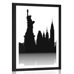 Plagát s paspartou medzinárodné symboly metropol - 40x60 black