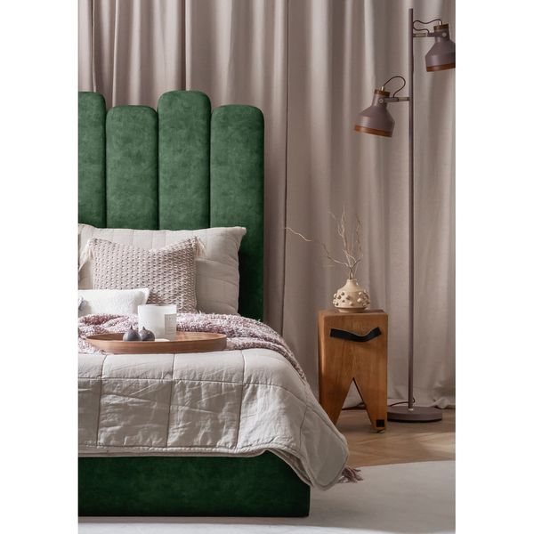 Zelená čalúnená dvojlôžková posteľ s úložným priestorom s roštom 180x200 cm Dreamy Aurora – Miuform