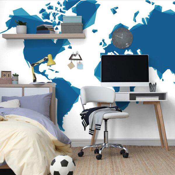 Samolepiaca tapeta modrá abstraktná mapa sveta - 150x100