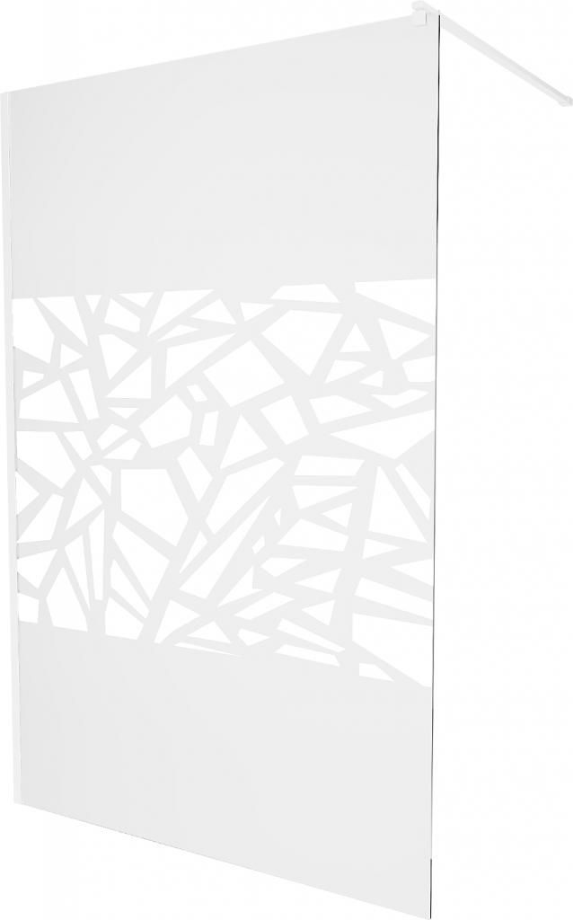 MEXEN/S - KIOTO Sprchová zástena WALK-IN 70 x 200 cm, transparent/biely vzor 8 mm, biela 800-070-101-20-85