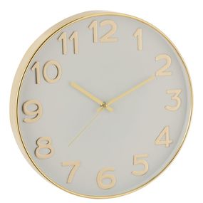 Bielo-zlaté plastové hodiny so zlatými číslami Damio - Ø 39*4cm