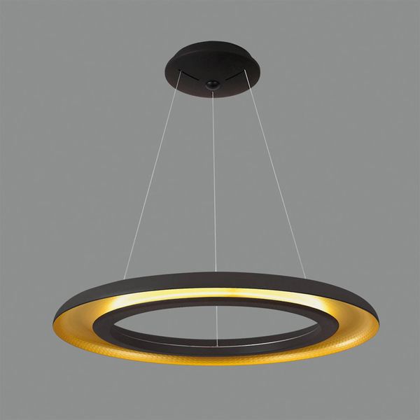 ACB ILUMINACIÓN Závesné LED svietidlo Shiitake, čierne/zlaté, Obývacia izba / jedáleň, kov, 50W, K: 4cm