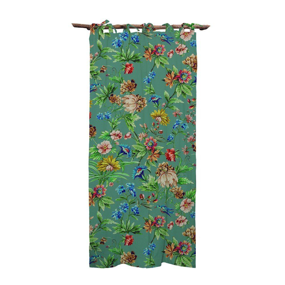 Zelený záves s prímesou ľanu Tierra Bella Green Amazonia, 140 x 270 cm