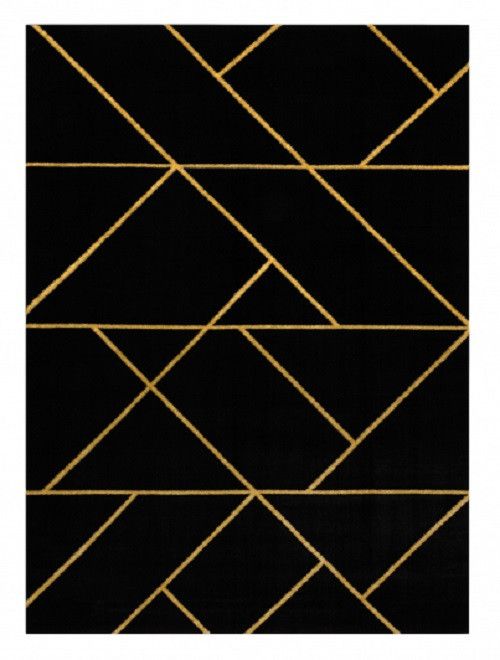 Dywany Łuszczów Kusový koberec Emerald geometric 1012 black and gold - 80x150 cm