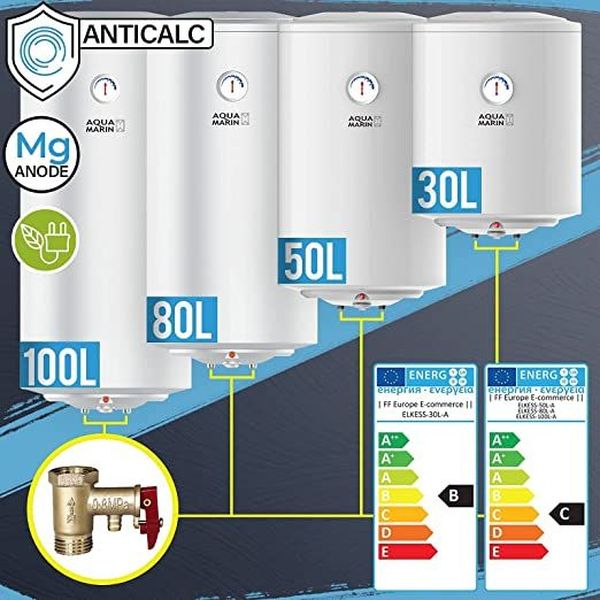 Aquamarin® Elektrický ohrievač vody, 80 L, 1,5 kW