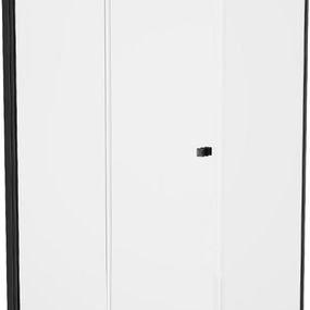 MEXEN/S - Lima sprchový kút zalamovacie dvere 90 x 100 cm, transparent, čierny + Flat čierna vanička so sifónom 856-090-100-70-00-4070B